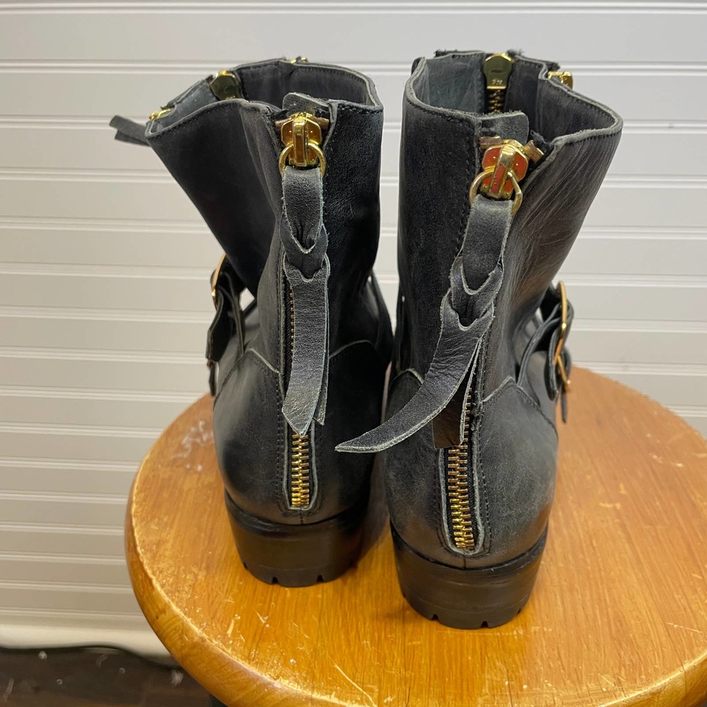Cynthia Vincent Darby Double Zip & Buckle Moto Lug Sole Boots - Picture 8 of 11